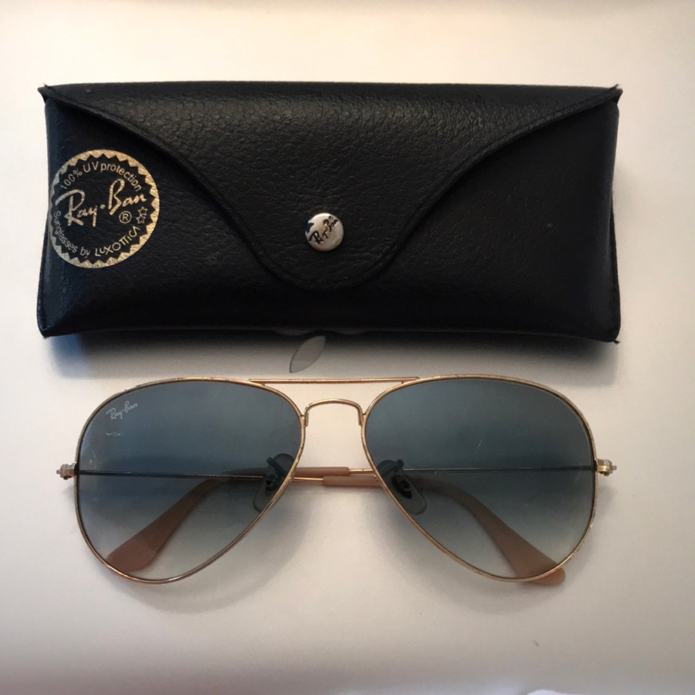 Aviator Gradient Light Blue Lenses with Gold Metal Frame